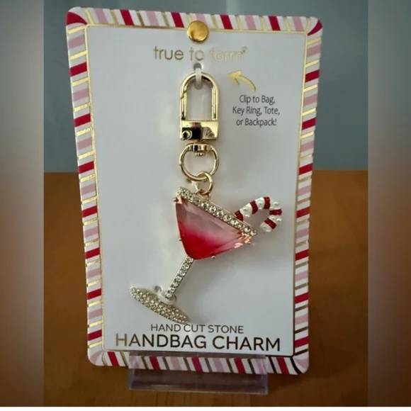 ✨️🍬NWT TRUE TO FORM CANDY CANE MARTINI BAG CHARM/ KEY CHAIN🍬✨️ - Picture 4 of 4